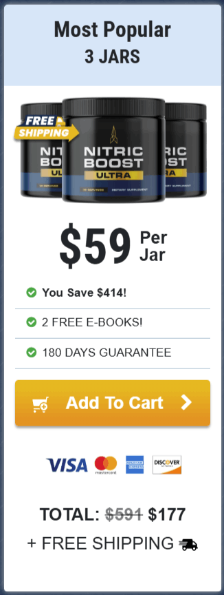 Nitric Boost – Special 3-Jar Price Offer for Enhanced Blood Flow, Stamina, and Peak Performance Support